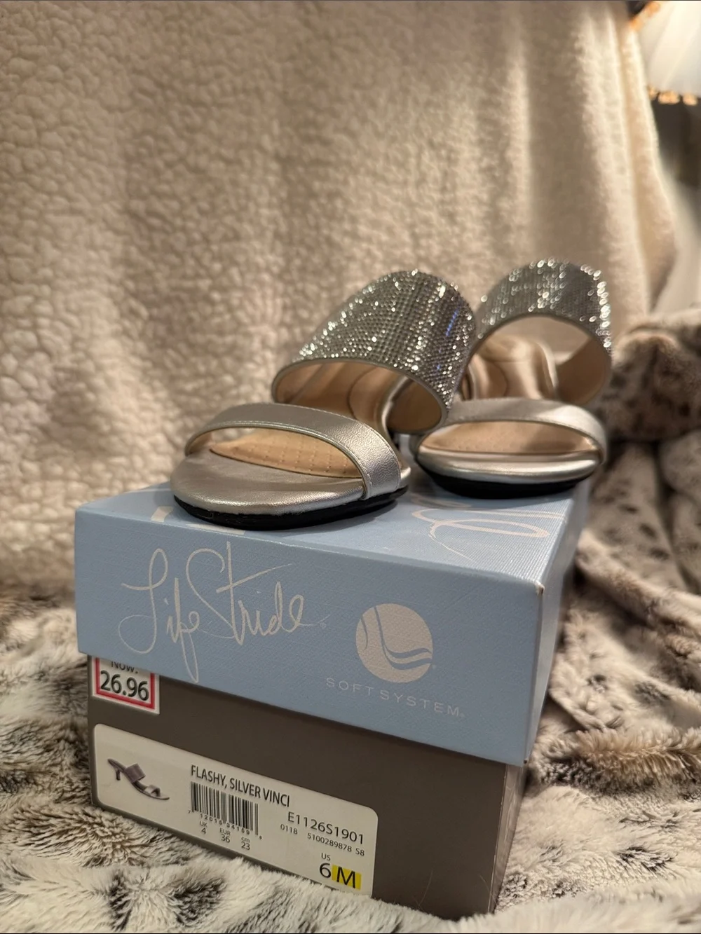 Sparkle Slide Sandal - Silver Women's Mule